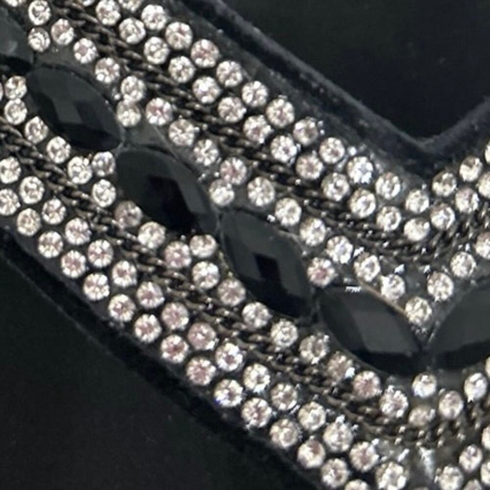 Yellow Box Marcy Rhinestone Wedge Flip Flop Sandals Black 11 Sparkle Comfort - Picture 7 of 11
